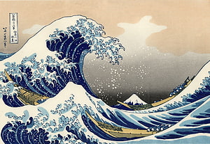 The Great Wave off Kanagawa by Hokusai Japanese Ukiyo-e Woodblock Print HD wallpaper