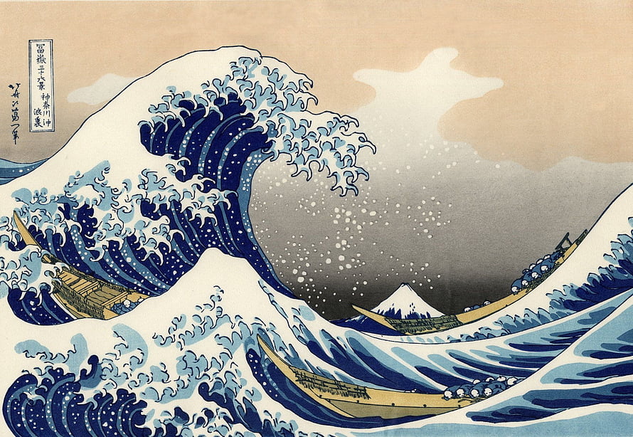 The Great Wave off Kanagawa by Hokusai Japanese Ukiyo-e Woodblock Print HD wallpaper