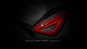 Asus Republic of Gamers Peppermint Edition Logo on Dark Hexagonal Mesh Background HD wallpaper