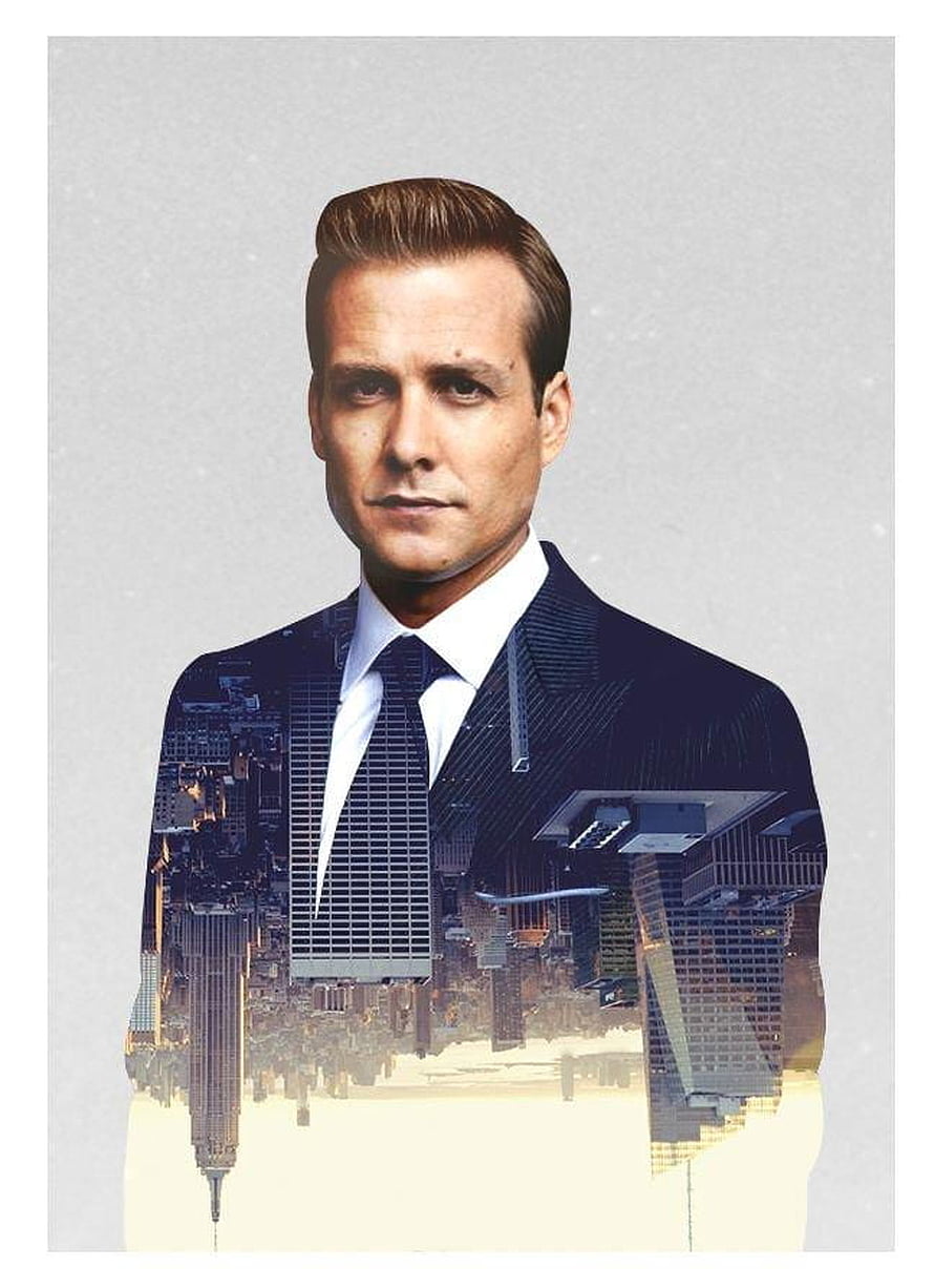 Harvey Specter Double Exposure Portrait with New York City Skyline from Suits HD phone wallpaper
