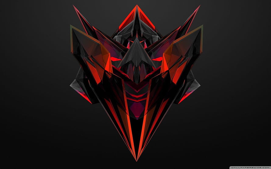 Aggressive Low Poly Red and Black Geometric Mask Abstract Digital Art HD wallpaper