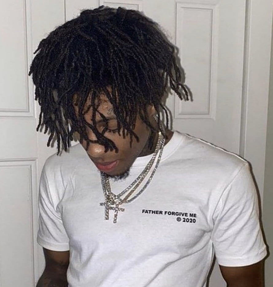NBA YoungBoy in white t-shirt with diamond cross necklace and dreadlocks HD phone wallpaper