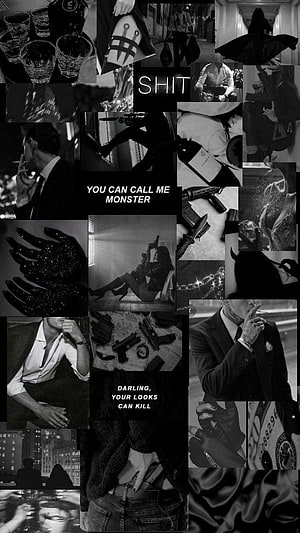 Dark Mafia Aesthetic Collage with Black and White Crime and Gangster Imagery HD phone wallpaper
