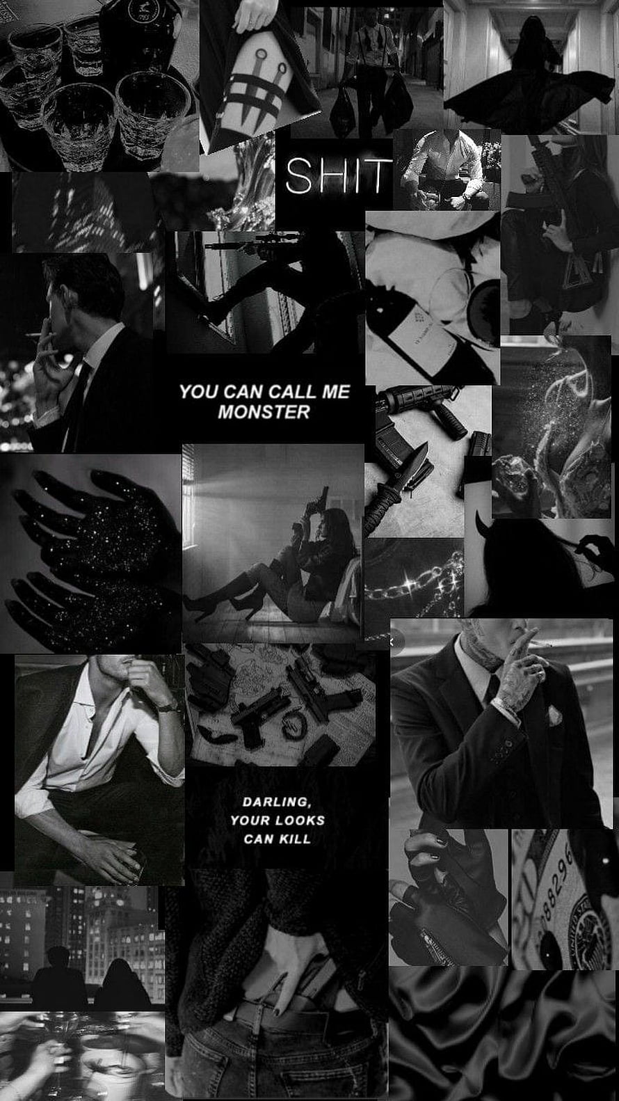 Dark Mafia Aesthetic Collage with Black and White Crime and Gangster Imagery HD phone wallpaper