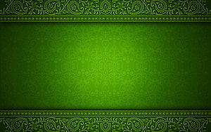 Green Vintage Floral Damask Pattern with Ornate Paisley Border HD wallpaper