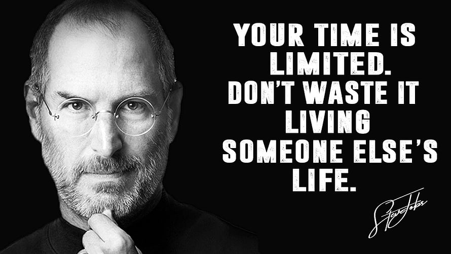 Steve Jobs Inspirational Quote on Black Background with Portrait HD wallpaper
