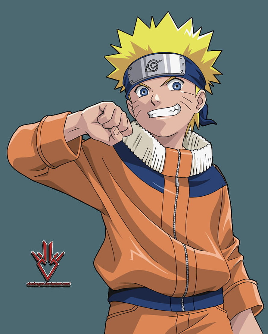 Naruto Uzumaki in Orange Jumpsuit with Headband and Confident Fist Pose HD phone wallpaper