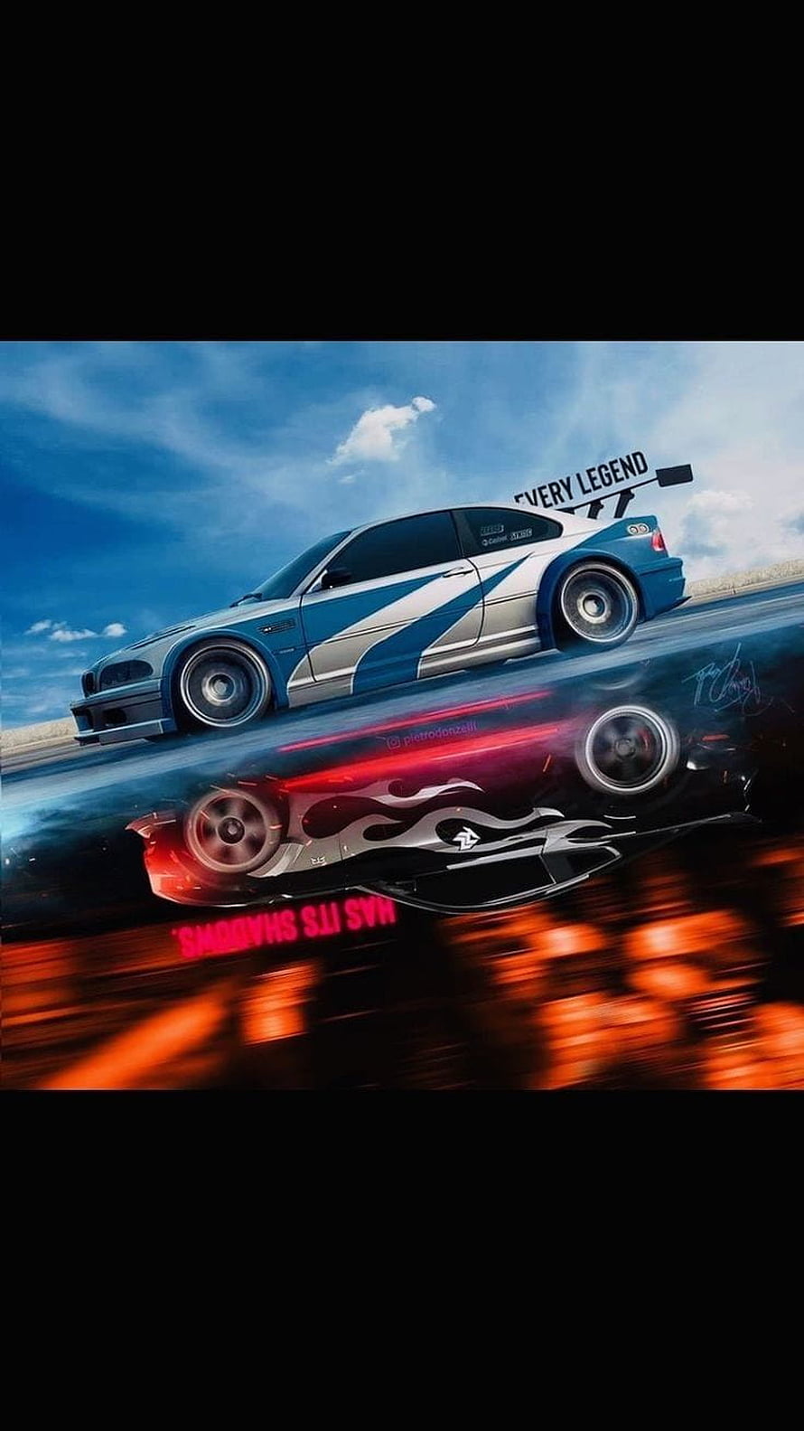 NFS Most Wanted BMW M3 GTR Blue and White Livery Digital Artwork HD phone wallpaper