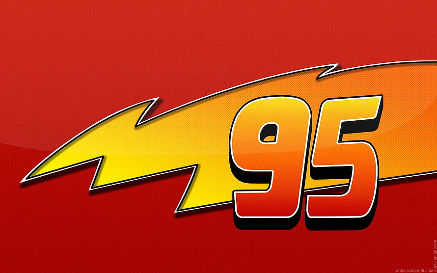 Cars 95 Lightning McQueen Racing Logo on Red Background HD wallpaper