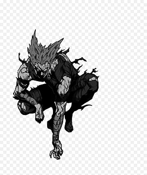 One Punch Man Garou Crouching in Black and White Manga Style HD phone wallpaper
