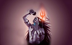 Lord Shiva Digital Art with Trishula and Crescent Moon HD wallpaper