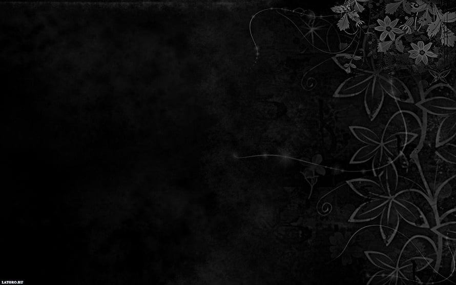Dark Floral Aesthetic Wallpaper with Subtle Botanical Line Art on Black Background HD wallpaper