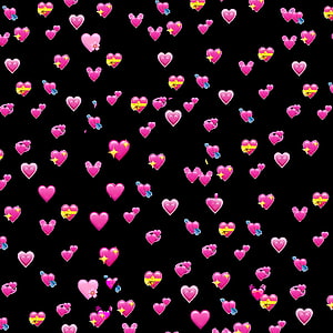 Pink Heart Emoji Pattern on Black Background HD phone wallpaper