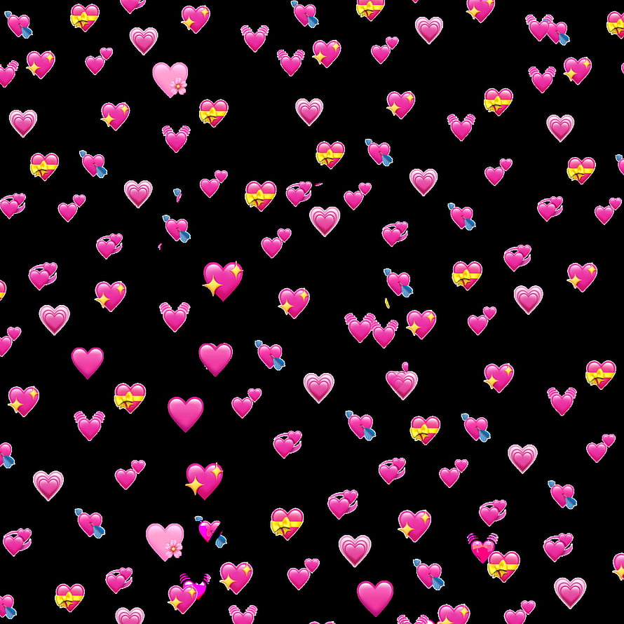 Pink Heart Emoji Pattern on Black Background HD phone wallpaper
