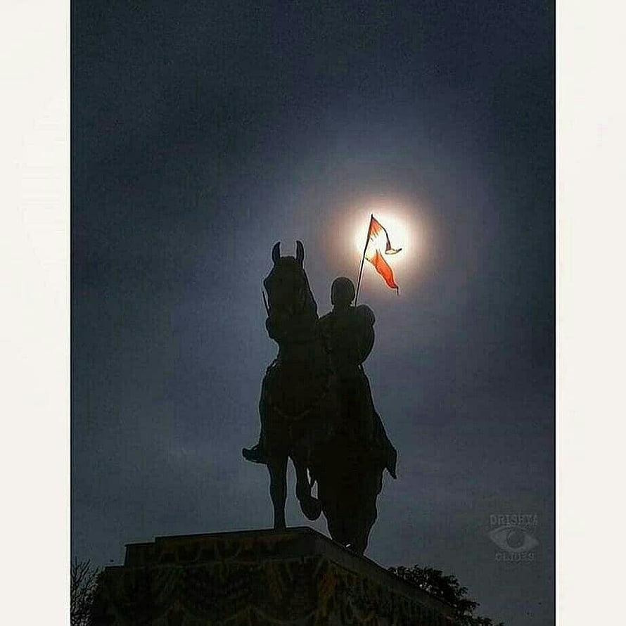 Shivaji Maharaj Equestrian Statue Silhouette Against Moonlit Night Sky HD phone wallpaper