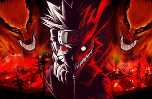 Naruto Shippuden Sharingan and Nine-Tails Fox Dark Anime Artwork HD wallpaper