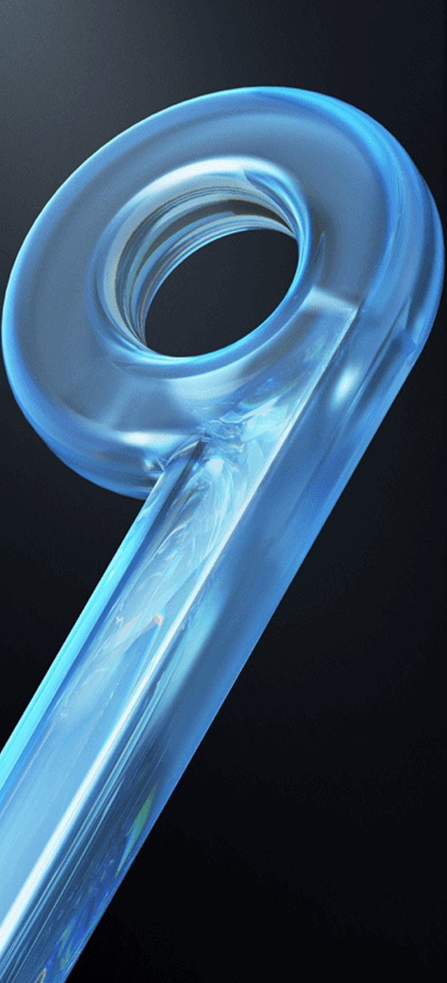 Abstract Blue Glass Tube with Circular Loop on Black Background HD phone wallpaper