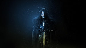 Game of Thrones Winter Has Come Dark Fantasy Knight with Sword in Snow HD wallpaper