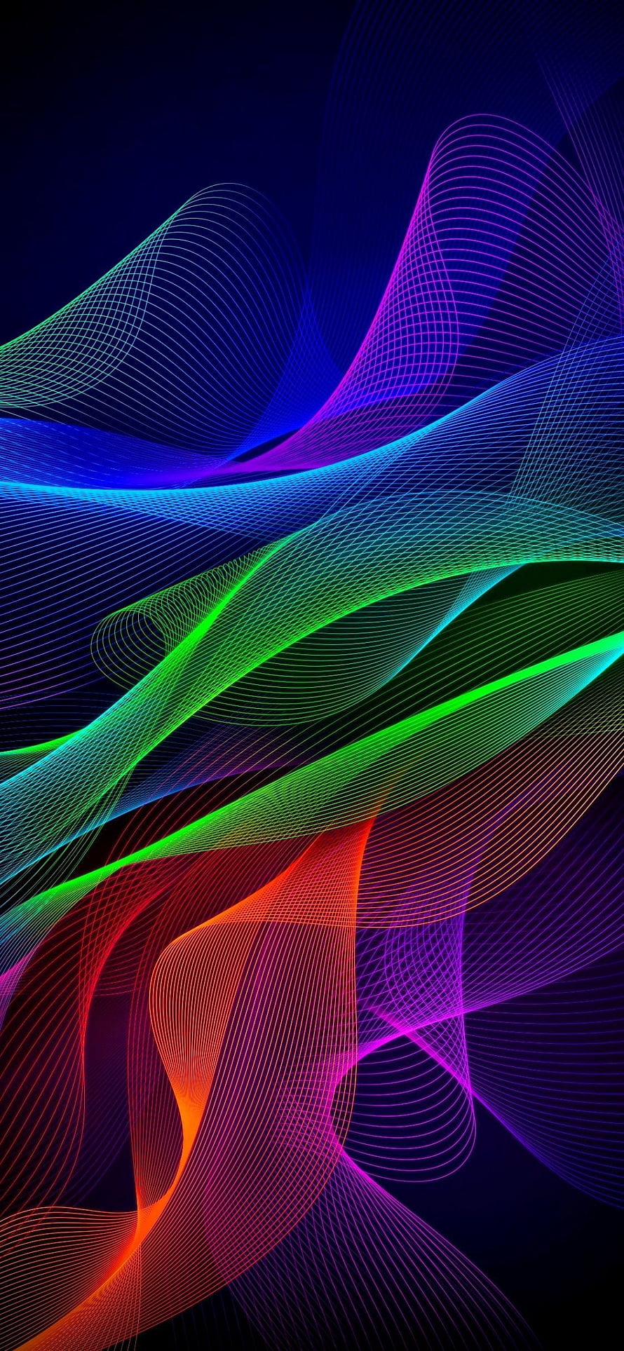 Vibrant Neon Wireframe Abstract Waves on Dark Background HD phone wallpaper