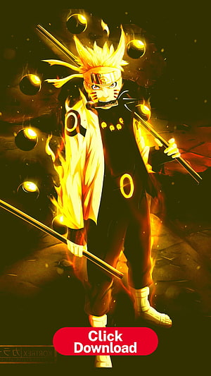 Naruto Sage Mode Anime Character with Rasenshuriken and Golden Aura HD phone wallpaper