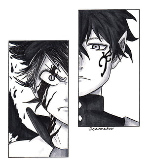 Black Clover Asta and Yuno Dual Portrait in Black and White Anime Style HD phone wallpaper
