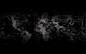 Dark World Map with Red Route Overlay and Country Labels HD wallpaper