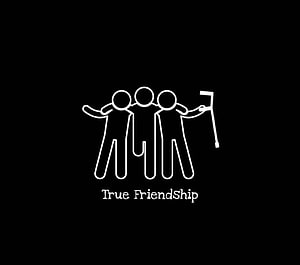 Minimalist True Friendship Line Art with Three Friends and Selfie Stick HD wallpaper