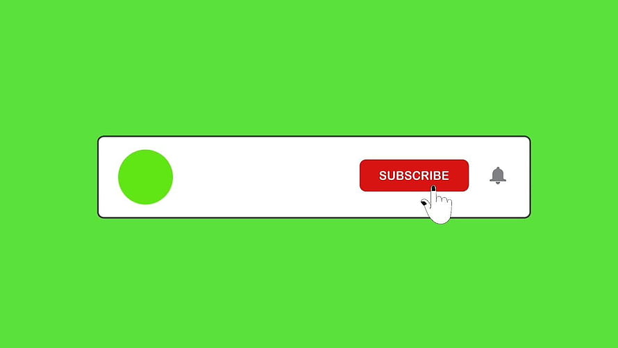 Minimalist YouTube Subscribe Button and Bell Icon on Green Screen Background HD wallpaper