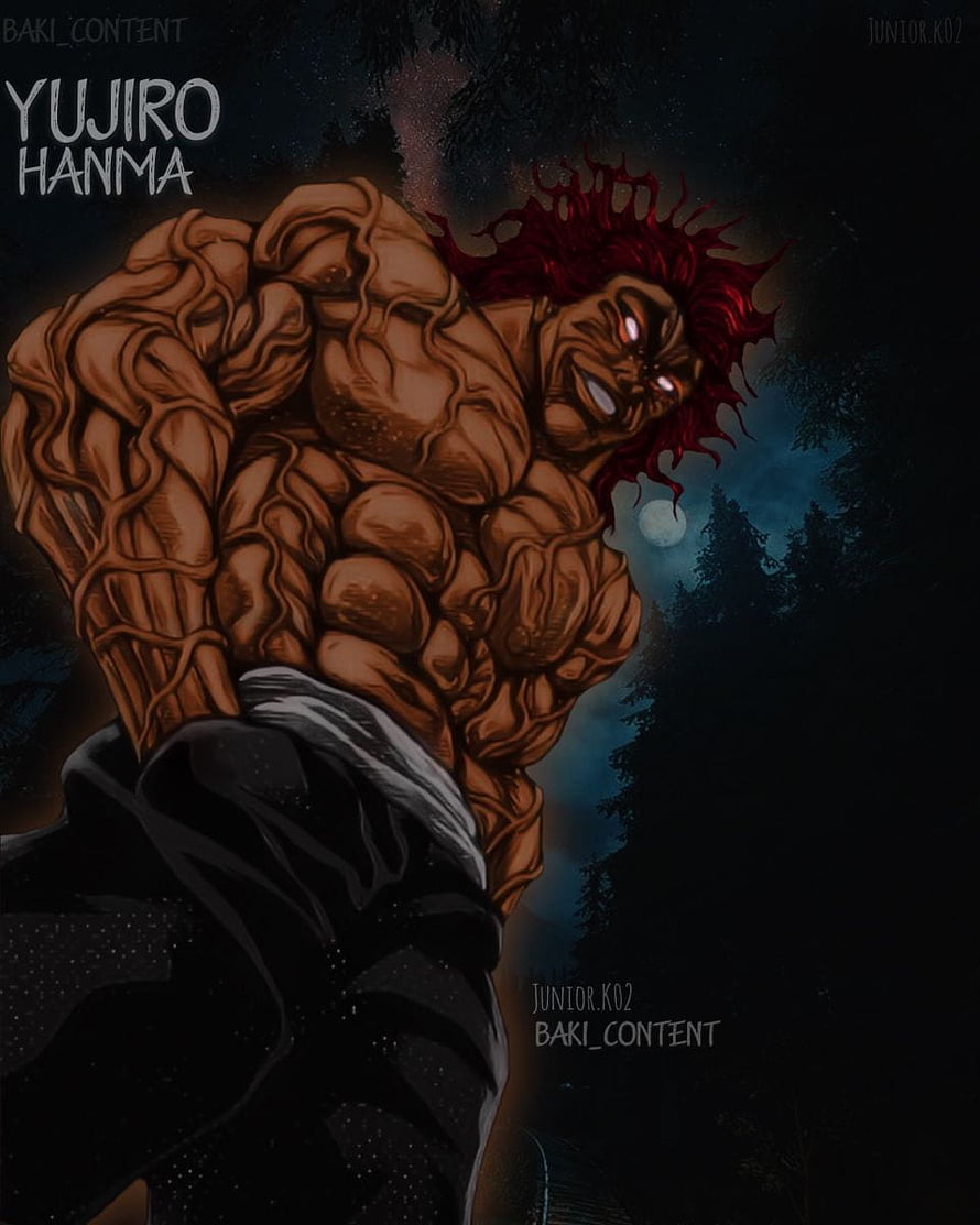 Yujiro Hanma Baki Anime Character Artwork with Red Hair and Muscular Build HD phone wallpaper