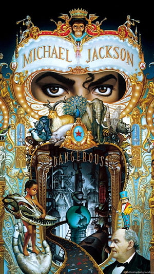 Michael Jackson Dangerous Album Cover Artwork with Surreal Collage Elements HD phone wallpaper