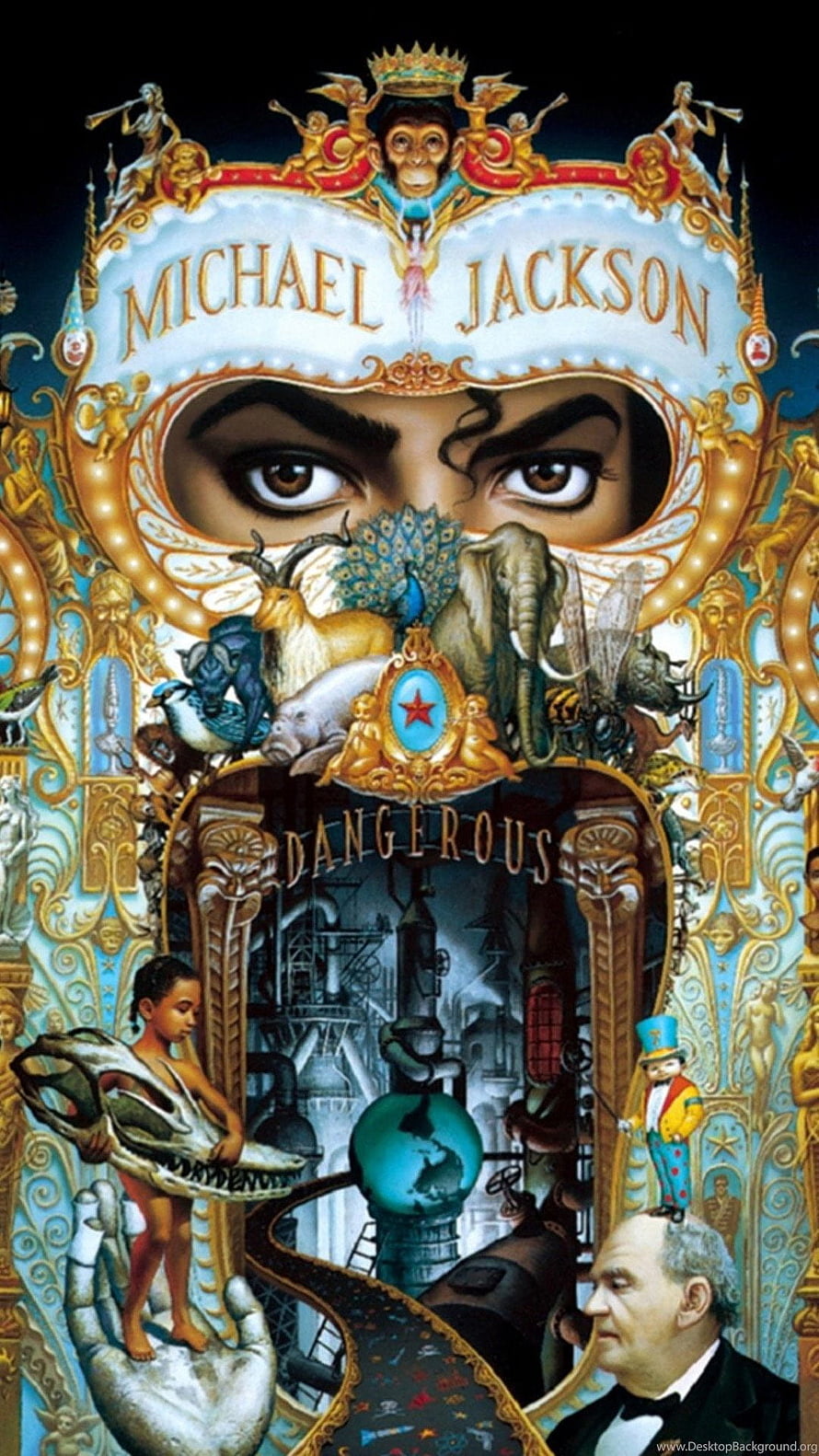 Michael Jackson Dangerous Album Cover Artwork with Surreal Collage Elements HD phone wallpaper