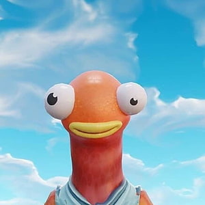 Fortnite Fish Skin Character with Big Eyes and Blue Sky Background HD phone wallpaper