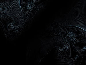 Dark Fractal Artwork with Swirling Spiral Patterns and Deep Black Background HD wallpaper