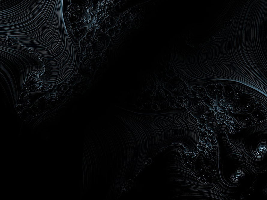 Dark Fractal Artwork with Swirling Spiral Patterns and Deep Black Background HD wallpaper