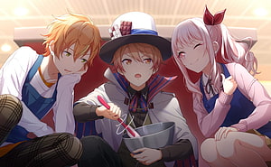 Project Sekai Characters Preparing a Meal Together in a Cozy Kitchen Scene HD wallpaper
