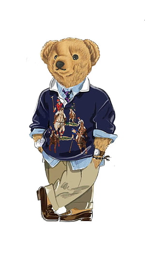 Polo Bear in Navy Polo Shirt and Khaki Trousers HD phone wallpaper