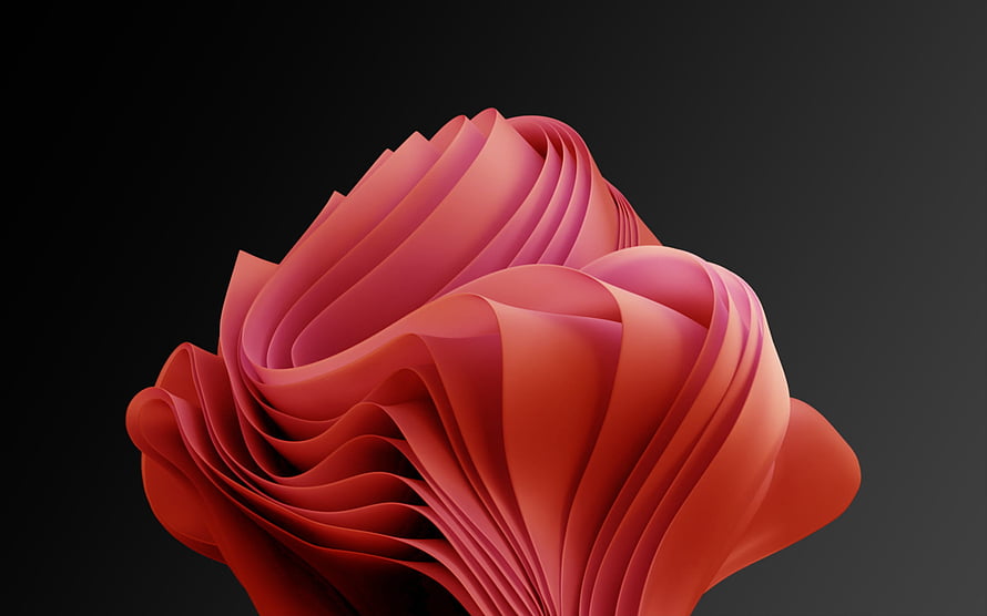 Windows 11 Red Abstract Flower Wallpaper with Layered Petals on Dark Background HD wallpaper