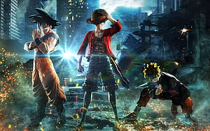 Jujutsu Kaisen, Dragon Ball, and One Piece Heroes in Epic Anime Crossover Battle Scene HD wallpaper