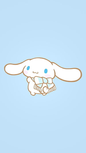 Cute Cinnamoroll Holding Gift Box on Soft Blue Background HD phone wallpaper