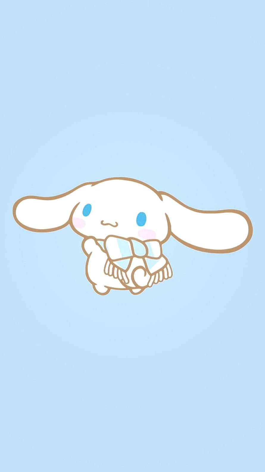 Cute Cinnamoroll Holding Gift Box on Soft Blue Background HD phone wallpaper