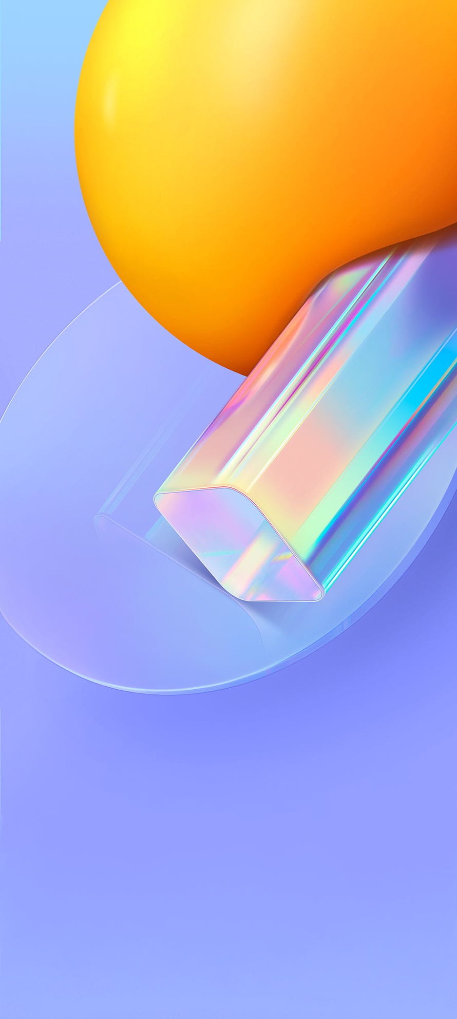 Vivo Y51 Abstract 3D Geometric Wallpaper with Iridescent Shapes and Warm Gradient Sphere HD phone wallpaper