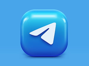 Telegram App Icon 3D Render with Glossy Blue Gradient and White Paper Plane Symbol HD wallpaper