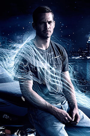 Paul Walker in Fast and Furious Night Cityscape with Ethereal Light Effects HD phone wallpaper