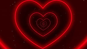 Glowing Red Neon Heart Tunnel with Starry Background and Infinite Depth HD wallpaper