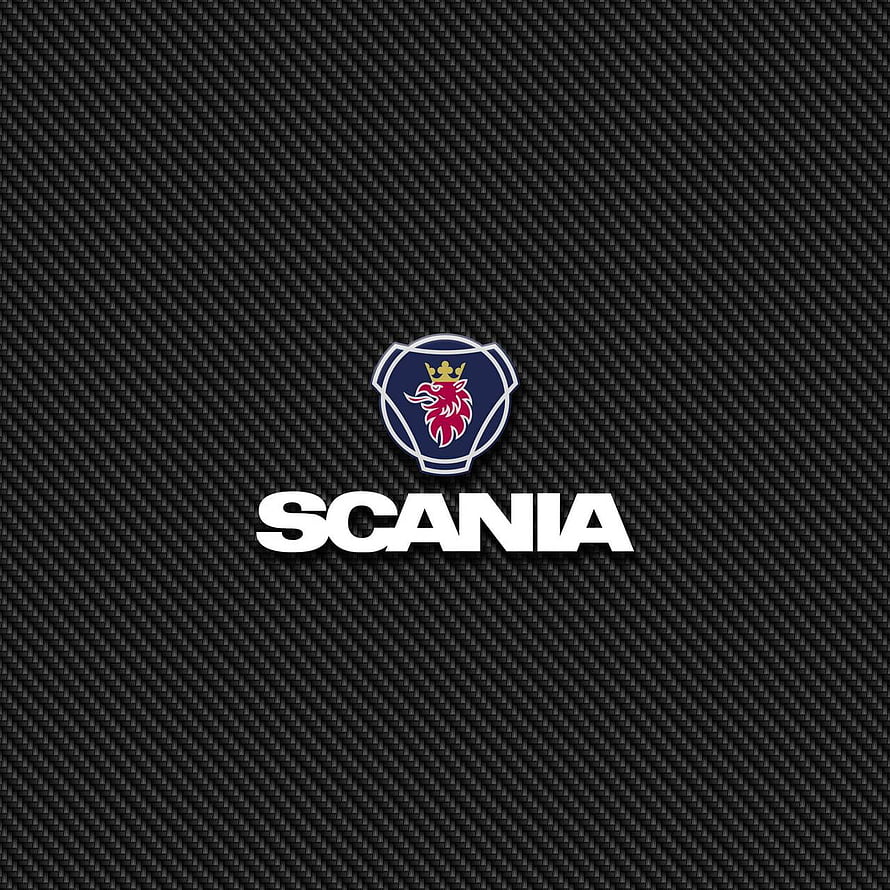 Scania Brand Logo on Dark Carbon Fiber Texture Background HD phone wallpaper