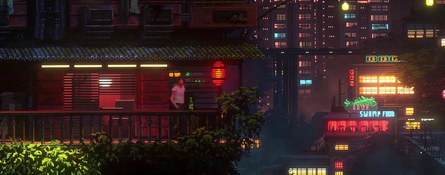 8 Bit Japan Cyberpunk Cityscape with Neon Signs and Retro Aesthetic HD wallpaper
