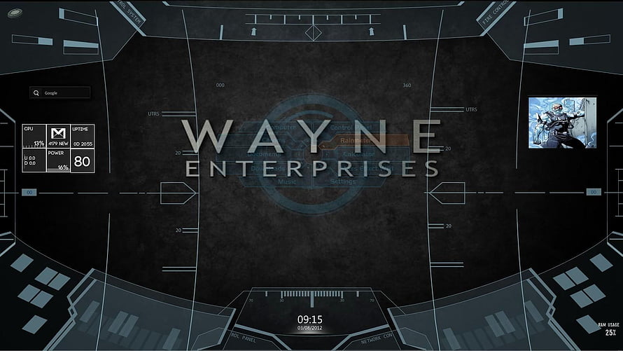 Batcomputer Interface Design with Dark Sci-Fi HUD Elements and System Dashboard HD wallpaper