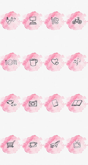 Pink Watercolor Icon Set for Social Media Highlight Covers HD phone wallpaper