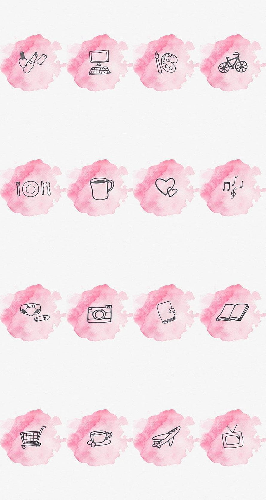 Pink Watercolor Icon Set for Social Media Highlight Covers HD phone wallpaper
