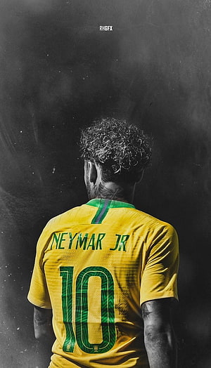 Neymar Jr Brazil National Team Number 10 Jersey Back View Portrait HD phone wallpaper